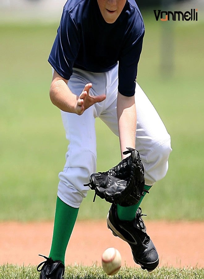 VONMELLI Youth Baseball Softball Belt and Socks Combo, Elastic Kelly Green Belt and Socks for Boys Girls (2 Pairs of Socks & 1 Belt) - Image 5